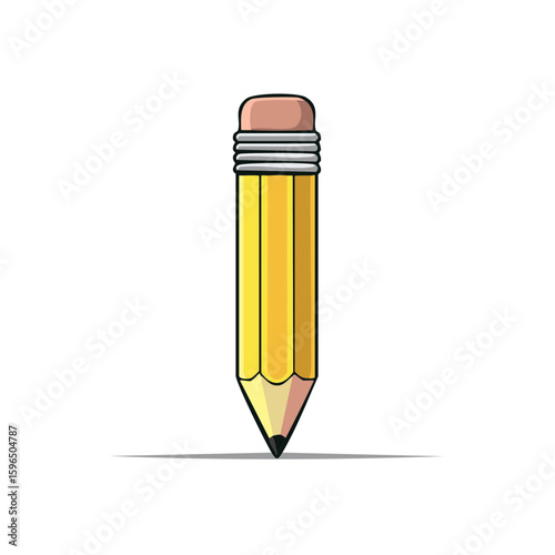 Illustration of a sharp yellow pencil with eraser ready for creative drawing or writing.