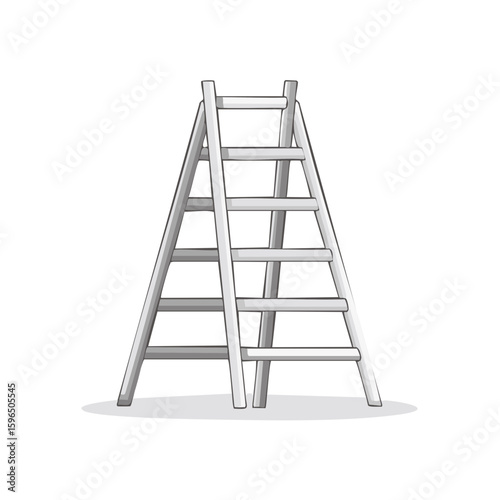 Isolated illustration of a stepladder with steps on a white background