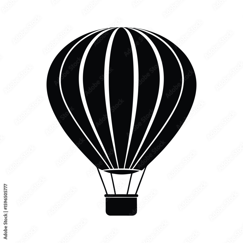 Fototapeta premium Black hot air balloon icon isolated on white background