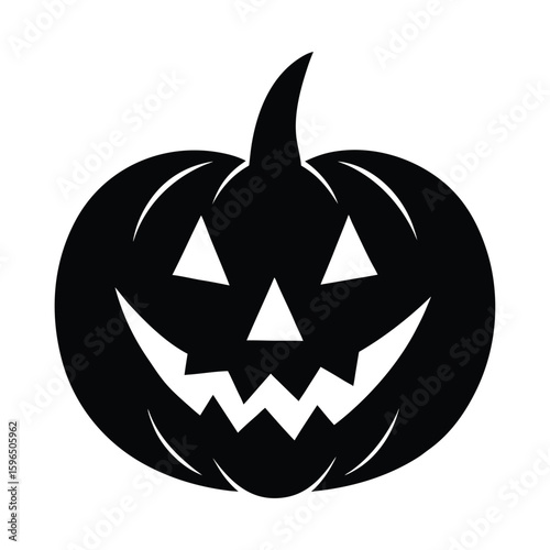 Black silhouette of a jack o lantern with a spooky face