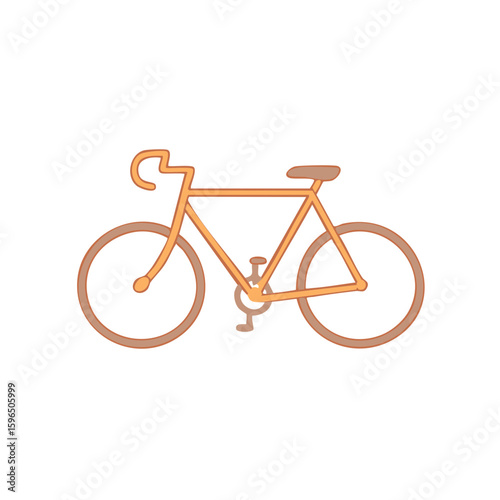 Stylized single line art design of classic bicycle features saddle, pedals, wheels, and handlebars