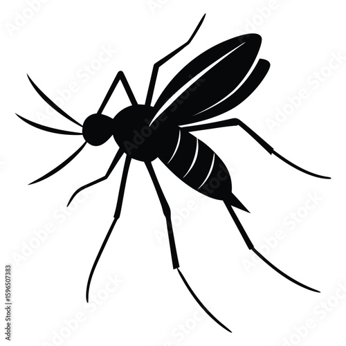 Black silhouette of a mosquito on a white background