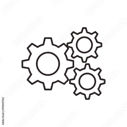 3 gear outline vector icon