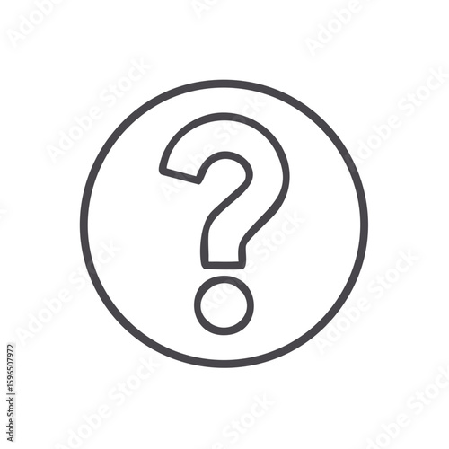 Question Mark Graphic in Circle, Outline Style, Concept of Inquiry and Mystery