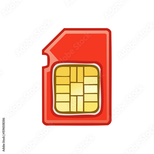 A Vivid Red SIM Card Illustrating Technology and Communication Needs in a Globalized Digital World