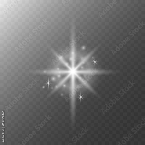 An eight-pointed star with glare particles and asterisks.