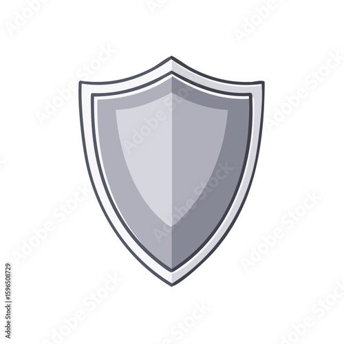 Silver Shield Illustration Security Protection Metallic Armory Symbol Concept