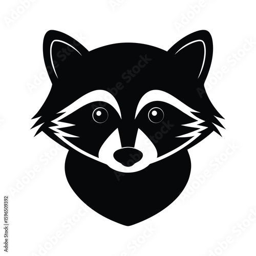 Stylized black and white raccoon face icon