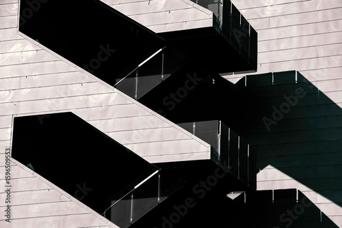 Photography Brutalist black and white building in Barcelona, Spain.