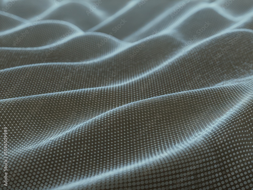 Naklejka premium Wavy grid of dots abstract background