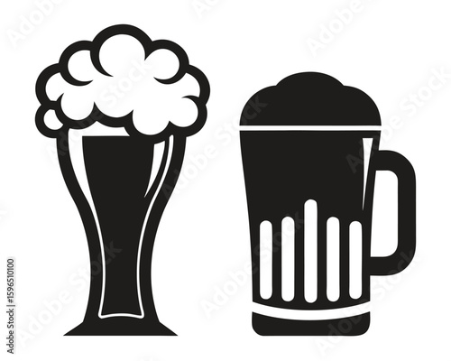 Beer Glasses Icon Set Vector Illustration Beverage Drink Pub Alcohol