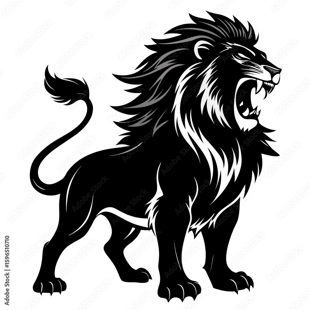 Obraz premium Black Lion Roar Artwork