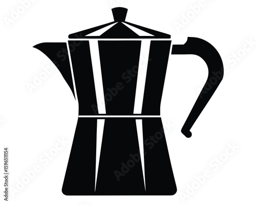 Simple and stylish black and white vector illustration of a traditional coffee maker icon.