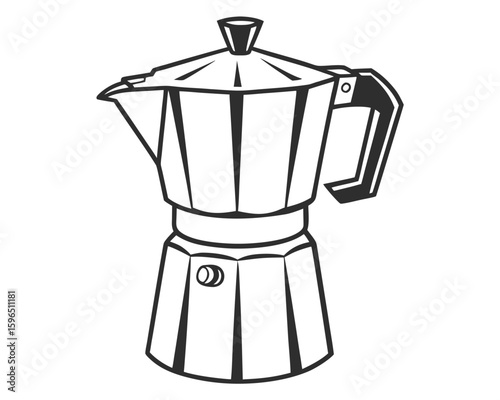 Vector illustration of a classic Italian moka pot for making aromatic espresso coffee.