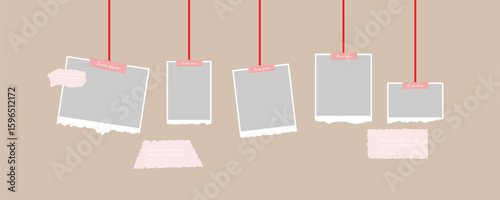 Pictures or photos frame collage layout abstract photo frames and digital photo wall template