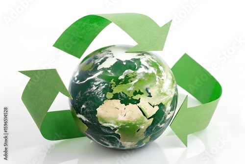 Earth globe with recycle symbol for environment and sustainable development