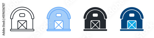Barn Icon Set Multiple Style. Designed In Outline, Blue, Glyph, Dual Tone