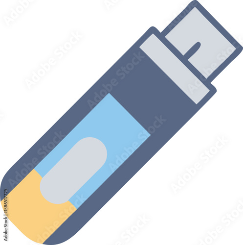 Illustration of a USB Flash Drive Icon in Flat Design Style
