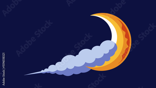 Crescent Moon Forming From Jet Smoke Trail