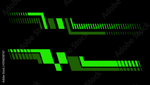 Set of simple green vector car stripes. Car race stripes. Racing sticker design. Graphic sport decal vinyl element. Automobile decoration. Racing design set