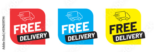 Free delivery shipping icon in three color versions