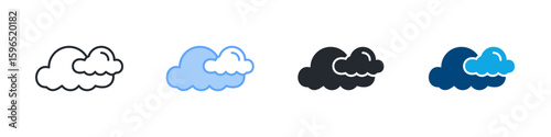 Cloud Icon Set Multiple Style. Designed In Outline, Blue, Glyph, Dual Tone