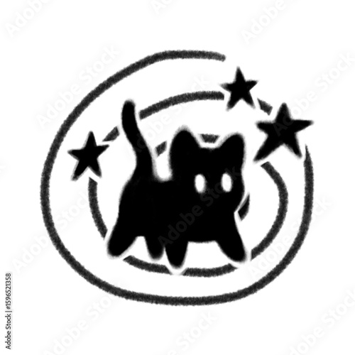 Photography cat with stars png, Y2K Scary Tomcat png, y2k animal collection