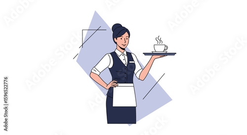 Professional waitstaff serving delicious food with a smile providing excellent hospitality service
