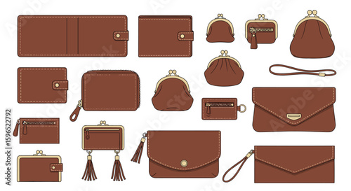 Elegant brown leather wallets and purses collection for women accessories