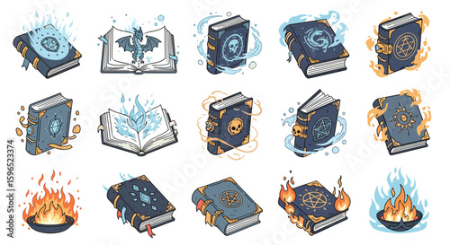 Mystical grimoires and arcane tomes collection for fantasy game development