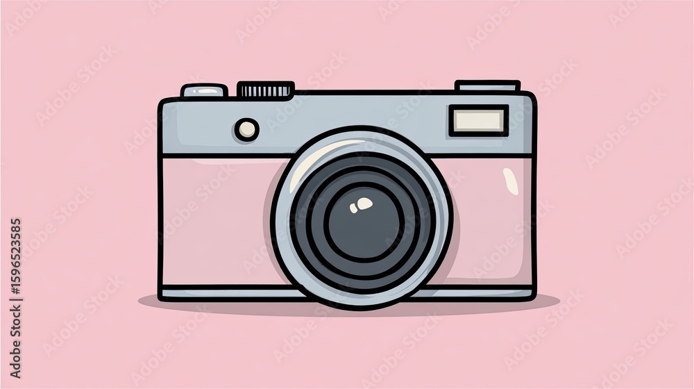 Fototapeta premium Pink Pixel Art Camera Illustration