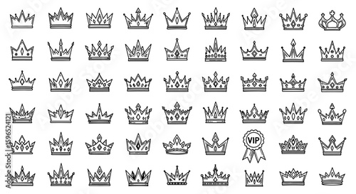 Collection of regal emblems illustrating royal authority and noble status