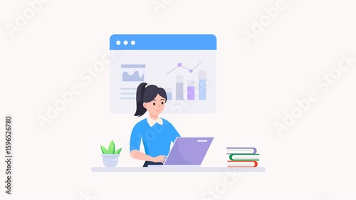 Businesswoman present strategy planning project and Financial data analysis report concept. video animation 4k clip	