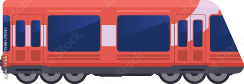 Red electric train ensuring efficient and eco friendly transportation in urban areas, showcasing a sleek design and large windows for passenger comfort