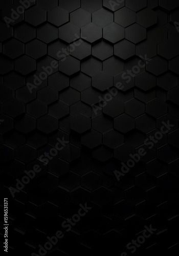 Wallpaper Mural Abstract dark hexagonal pattern, textured surface, 3D rendering, geometric design, shadowed background. Torontodigital.ca