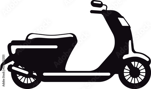 Black silhouette of a modern electric scooter represents eco friendly personal mobility, highlighting the growing trend of sustainable transportation in urban environments
