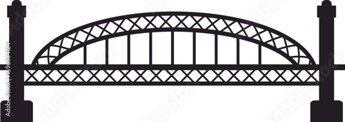 Silhouetting against a clear sky, Sydney Harbour Bridge rises majestically, highlighting its iconic architecture and intricate design, embodying a significant landmark in Australia's skyline