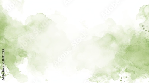 White background, flat vector illustration with light green watercolor cloud pattern, high resolution, high detail and quality, contrast, sharpness, simple and pure.