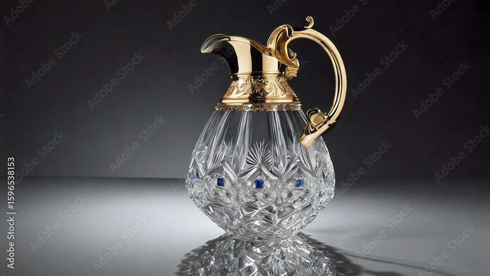 Jug adorned with gold in Eastern style, featuring rich ornamentation and precious gemstones Jug adorned with gold in Eastern style, featuring rich ornamentation and precious gemstones