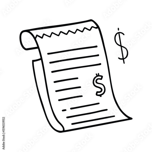 Receipt with Dollar Symbol