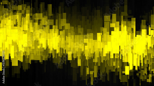 垂直に並ぶ黄色の長方形ブロックが作る幾何学模様