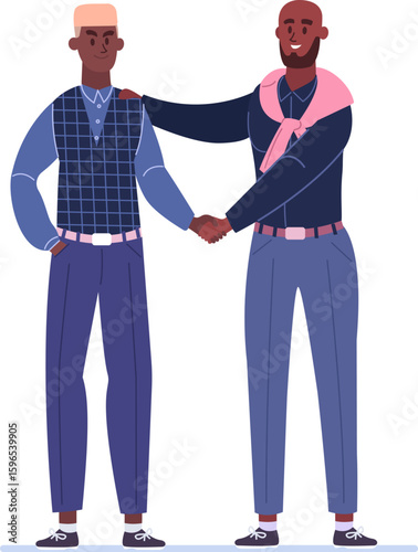 Two elegant businessmen shaking hands, sealing a deal and initiating a new collaboration, embodying the essence of partnership and professional agreement in a corporate setting