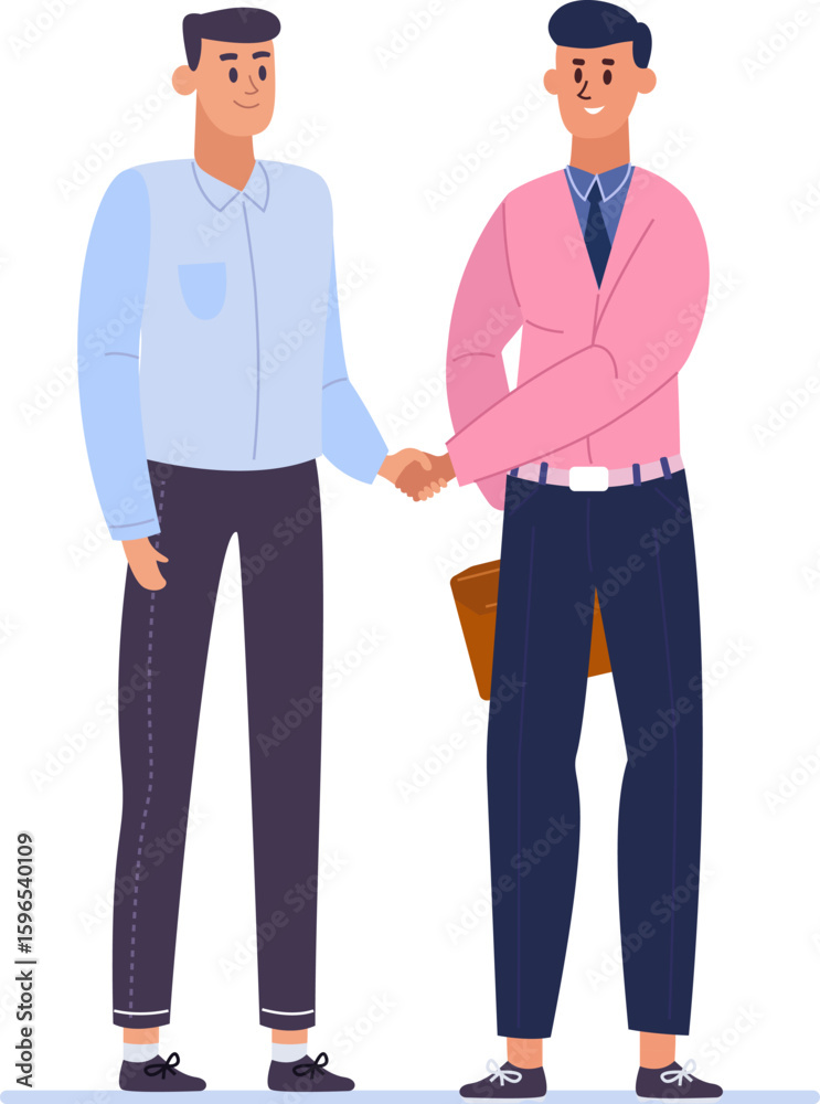 Fototapeta premium Two businessmen shaking hands after reaching an agreement, concluding a successful business deal, making a pact, or celebrating a fruitful collaboration