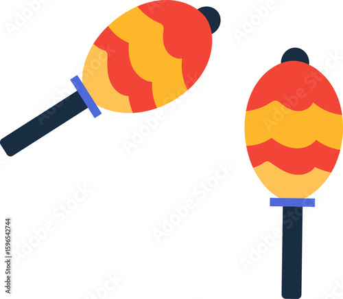 Shaking two colorful maracas creates a vibrant and festive rhythm, producing a unique sound that infuses any celebration with musical energy and joyful spirit
