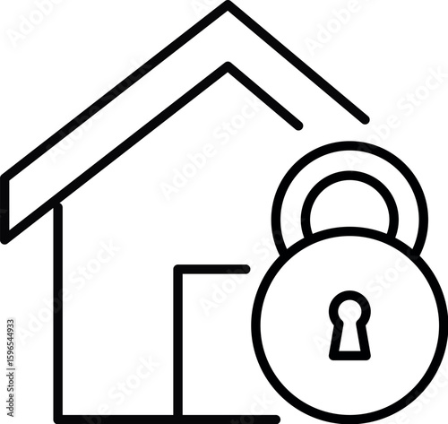 Isolated Icon of House and Lock for Graphics, Concept, Apps