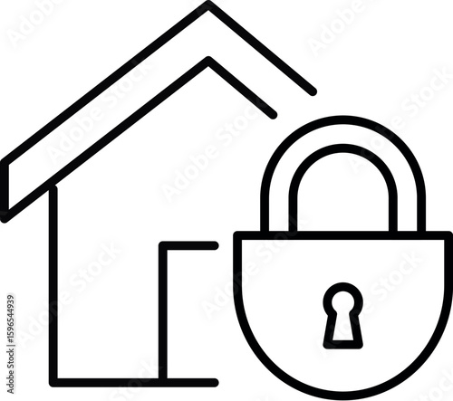 Minimalistic Icon of House and Lock for Graphics, Concept, Apps