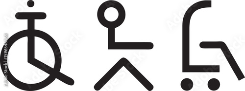 Accessible transportation symbols including wheelchair and stroller accessibility