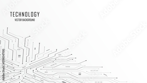 AI Artificial Intelligence on circuit board in black and white background. Technology and engineering. Motherboard and HTML code. Isometric electronic motherboard background. Vector illustration.