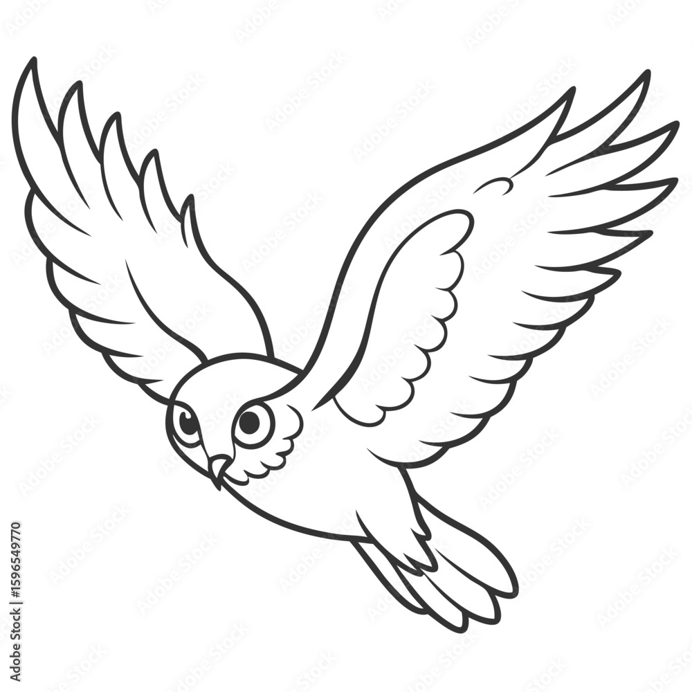 Fototapeta premium flying owl bird on white 