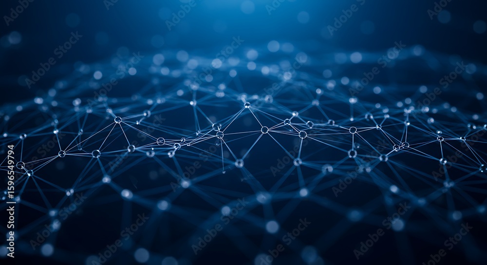 Obraz premium Abstract Blue Network Connection Plexus with Spheres and Lines Technology Background